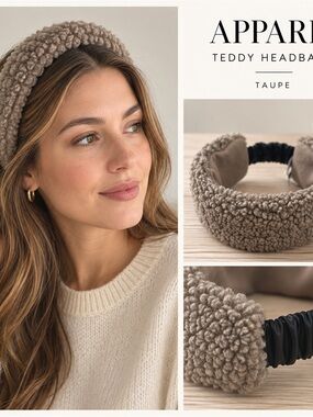 NWT Apparis Eleni Faux Shearling Headband Taupe